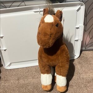Brown and White Plush Horse Toy